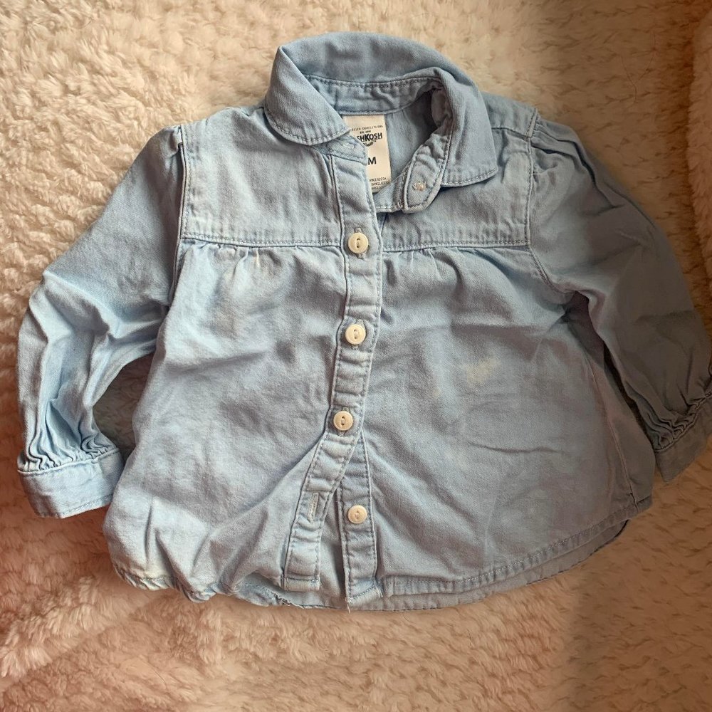 🌿$10 Sale🌿 Osh Kosh Long Sleeve Chambray Infant Button-Up Shirt - 6 Months